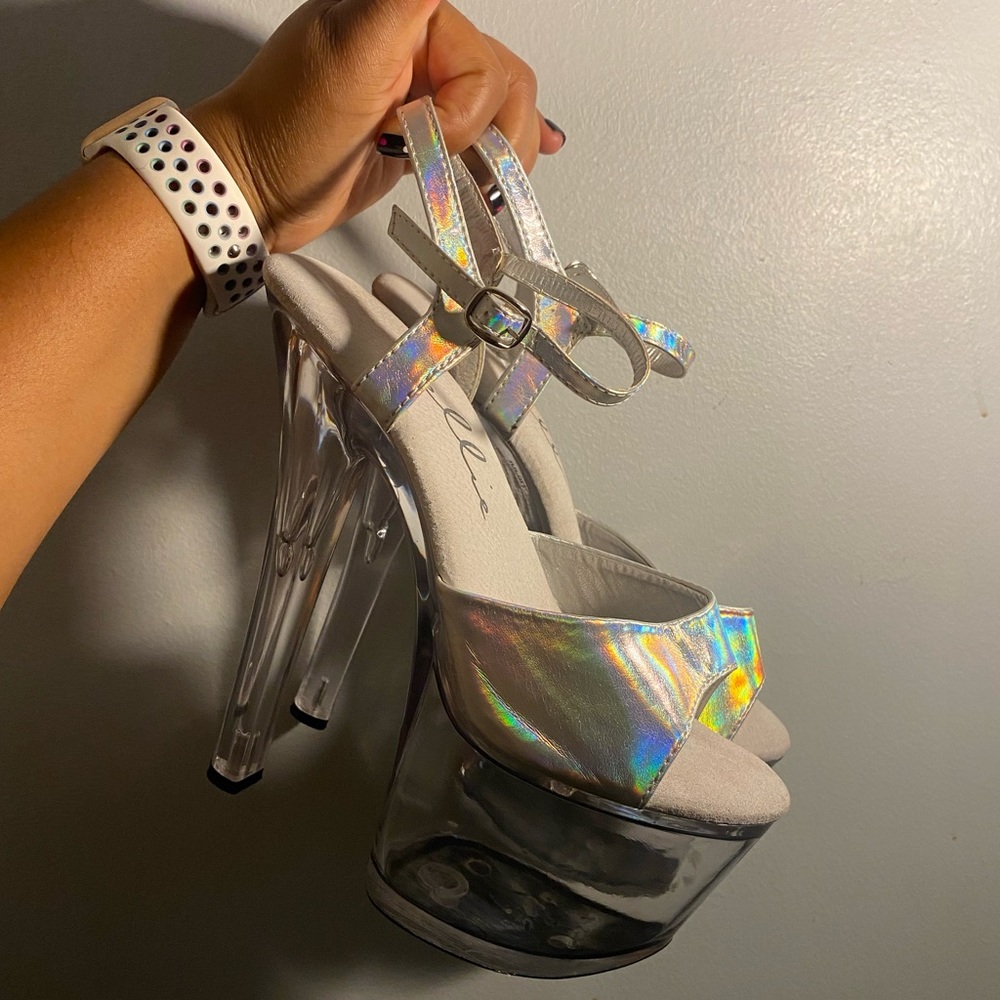 Iridescent 7inch heels.